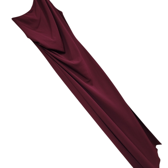 New Sachin + Babi Cece Wine One-Shoulder Crepe Formal Gown Size 10 - Picture 4 of 6